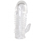 Прозрачная гелевая насадка с шипами и клиторальным отростком - 13 см. - Toyfa Basic - в Ставрополе купить с доставкой