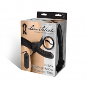 Чёрный полый страпон с вибрацией Unisex Vibrating Hollow Strap-On - 14 см. - Lux Fetish - купить с доставкой в Ставрополе