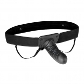 Чёрный полый страпон с вибрацией Unisex Vibrating Hollow Strap-On - 14 см. - Lux Fetish - купить с доставкой в Ставрополе