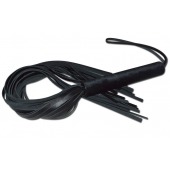 Чёрная кожаная плеть с жесткой ручкой - 63 см. - Sitabella - купить с доставкой в Ставрополе