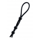 Черное лассо на пенис с тремя бусинами - A-toys - в Ставрополе купить с доставкой