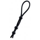 Черное лассо на пенис с тремя бусинами - A-toys - в Ставрополе купить с доставкой