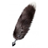 Серебристая металлическая анальная втулка с хвостом чернобурой лисы - размер S - ToyFa - купить с доставкой в Ставрополе