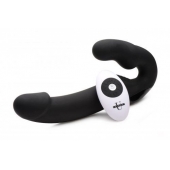 Черный безремневой страпон Urge Silicone Strap On с пультом ДУ - 24 см. - XR Brands - купить с доставкой в Ставрополе
