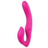 Ярко-розовый безремневой страпон REMOTE DOUBLE DIPPER - 22 см. - Dream Toys - купить с доставкой в Ставрополе