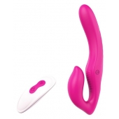 Ярко-розовый безремневой страпон REMOTE DOUBLE DIPPER - 22 см. - Dream Toys - купить с доставкой в Ставрополе