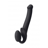 Черный безремневой страпон Silicone Bendable Strap-On M - Strap-on-me - купить с доставкой в Ставрополе