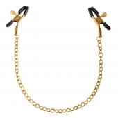 Чёрные с золотом зажимы на соски Gold Chain Nipple Clamps - Pipedream - купить с доставкой в Ставрополе