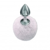 Серебристая анальная пробка с белым пушистым хвостиком Twinkle - Lola Games - купить с доставкой в Ставрополе