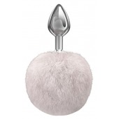 Серебристая анальная пробка с белым пушистым хвостиком Twinkle - Lola Games - купить с доставкой в Ставрополе