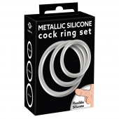 Набор из 3 эрекционных колец под металл Metallic Silicone Cock Ring Set - Orion - в Ставрополе купить с доставкой