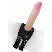 Черный узкий пояс на бедро с телесной насадкой - LOVETOY (А-Полимер) - купить с доставкой в Ставрополе
