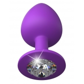 Фиолетовая анальная пробка со стразом Her Little Gem Large Plug - 9,5 см. - Pipedream - купить с доставкой в Ставрополе