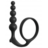 Черная анальная цепочка с эрекционным кольцом Ass-gasm Cockring Anal Beads - Pipedream - в Ставрополе купить с доставкой