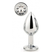 Серебристая анальная втулка с прозрачным кристаллом - 7,1 см. - Dream Toys - купить с доставкой в Ставрополе