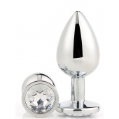 Серебристая анальная втулка с прозрачным кристаллом - 7,1 см. - Dream Toys - купить с доставкой в Ставрополе