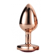 Золотистая анальная втулка с кристаллом-сердечком розового цвета - 7,1 см. - Dream Toys - купить с доставкой в Ставрополе