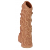 Телесная насадка с венками и открытой головкой Nude Sleeve L - 14 см. - KOKOS - в Ставрополе купить с доставкой