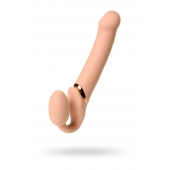 Телесный безремневой вибрострапон Vibrating Bendable Strap-On L - Strap-on-me - купить с доставкой в Ставрополе