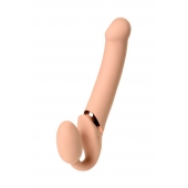 Телесный безремневой вибрострапон Vibrating Bendable Strap-On L - Strap-on-me - купить с доставкой в Ставрополе
