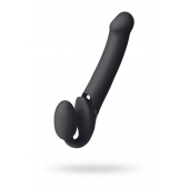 Черный безремневой вибрострапон Vibrating Bendable Strap-On L - Strap-on-me - купить с доставкой в Ставрополе