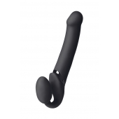 Черный безремневой вибрострапон Vibrating Bendable Strap-On L - Strap-on-me - купить с доставкой в Ставрополе