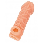 Телесная закрытая насадка с венками Cock Sleeve Size S - 13,8 см. - KOKOS - в Ставрополе купить с доставкой