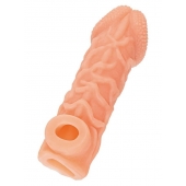 Телесная закрытая насадка с венками Cock Sleeve Size M - 15,6 см. - KOKOS - в Ставрополе купить с доставкой