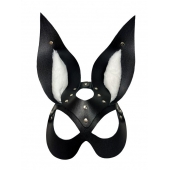 Черная маска зайки с белым мехом на ушках Miss Bunny - БДСМ Арсенал - купить с доставкой в Ставрополе