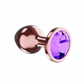 Пробка цвета розового золота с фиолетовым кристаллом Diamond Amethyst Shine S - 7,2 см. - Lola Games - купить с доставкой в Ставрополе