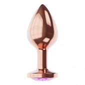 Пробка цвета розового золота с фиолетовым кристаллом Diamond Amethyst Shine S - 7,2 см. - Lola Games - купить с доставкой в Ставрополе