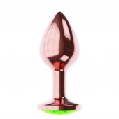 Пробка цвета розового золота с лаймовым кристаллом Diamond Emerald Shine S - 7,2 см. - Lola Games - купить с доставкой в Ставрополе