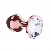 Пробка цвета розового золота с прозрачным кристаллом Diamond Moonstone Shine L - 8,3 см. - Lola Games - купить с доставкой в Ставрополе