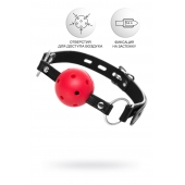 Красный кляп-шар на черных ремешках - ToyFa - купить с доставкой в Ставрополе