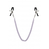 Зажимы для сосков с фиолетовой цепочкой Sweet Caress Nipple Chain - Sweet Caress - купить с доставкой в Ставрополе