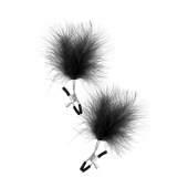 Зажимы на соски с черными пуховыми кисточками Sweet Caress Feather Nipple Clumps - Sweet Caress - купить с доставкой в Ставрополе