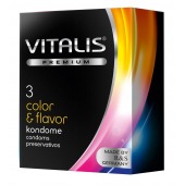 Цветные ароматизированные презервативы VITALIS PREMIUM color   flavor - 3 шт. - Vitalis - купить с доставкой в Ставрополе