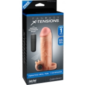 Телесная вибронасадка с кольцом  Vibrating Real Feel 1 Extension - 14 см. - Pipedream - в Ставрополе купить с доставкой