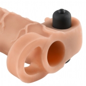 Телесная вибронасадка с кольцом Vibrating Real Feel 2 Extension - 16 см. - Pipedream - в Ставрополе купить с доставкой