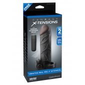 Чёрная вибронасадка с кольцом Vibrating Real Feel 2 Extension - 16 см. - Pipedream - в Ставрополе купить с доставкой