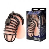 Черная металлическая клетка с замком Deluxe Chastity Cage - BlueLine - купить с доставкой в Ставрополе