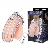 Серебристая металлическая клетка с анальным стимулятором Cock Cage - BlueLine - купить с доставкой в Ставрополе