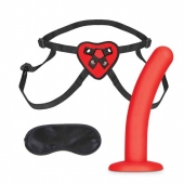 Красный поясной фаллоимитатор Red Heart Strap on Harness   5in Dildo Set - 12,25 см. - Lux Fetish - купить с доставкой в Ставрополе