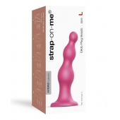 Розовая насадка Strap-On-Me Dildo Plug Beads size L - Strap-on-me - купить с доставкой в Ставрополе