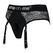 Черные трусики для насадок Diva Lingerie Harness - size S - Strap-on-me - купить с доставкой в Ставрополе