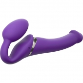 Фиолетовый безремневой вибрострапон Vibrating Bendable Strap-On - size L - Strap-on-me - купить с доставкой в Ставрополе