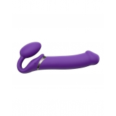 Фиолетовый безремневой вибрострапон Silicone Bendable Strap-On - size XL - Strap-on-me - купить с доставкой в Ставрополе