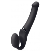 Черный безремневой вибрострапон Silicone Bendable Strap-On - size XL - Strap-on-me - купить с доставкой в Ставрополе