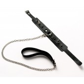 Черный ошейник с шипами и поводком - Crazy Handmade - купить с доставкой в Ставрополе