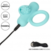 Аквамариновое эрекционное виброкольцо Silicone Rechargeable Nubby Lover’s Delight - California Exotic Novelties - в Ставрополе купить с доставкой